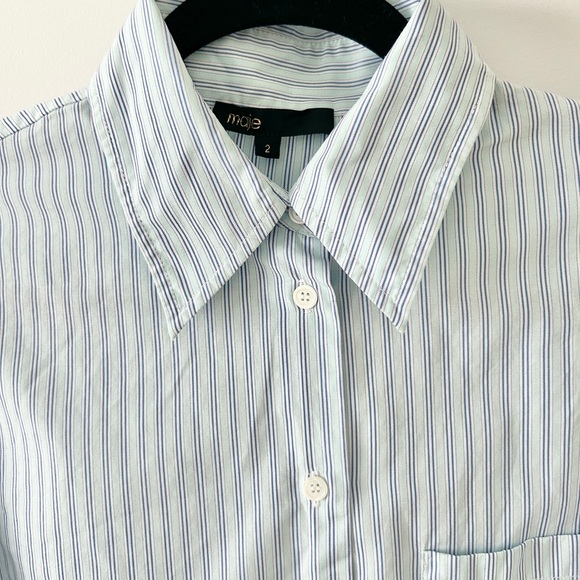 Maje Cirisa Striped Cropped Cotton-Poplin Shirt - Picture 5 of 5